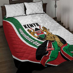 Kenya Independence Day Quilt Bed Set Lion With Coat Of Arms - African Pride