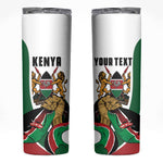 Personalized Kenya Independence Day Skinny Tumbler Lion With Coat Of Arms - African Pride