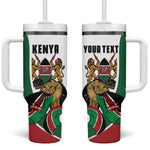 Personalized Kenya Independence Day Tumbler With Handle Lion With Coat Of Arms - African Pride