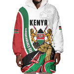 Personalized Kenya Independence Day Wearable Blanket Hoodie Lion With Coat Of Arms - African Pride