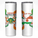 Personalized Jamhuriyar Nijar Republic Day Skinny Tumbler Coat Of Arms With Flag - African Pride