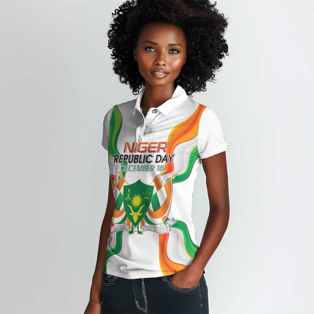 Personalized Jamhuriyar Nijar Republic Day Women Polo Shirt Coat Of Arms With Flag - African Pride