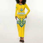 Custom Afro Rwanda Football Long Sleeve Bodycon Dress Go Wasps LT15