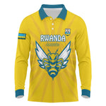 Custom Afro Rwanda Football Long Sleeve Polo Shirt Go Wasps