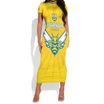 Custom Afro Rwanda Football Short Sleeve Bodycon Dress Go Wasps LT15