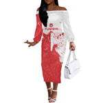 Custom Tunisia Football Off The Shoulder Long Sleeve Dress Go Champions
