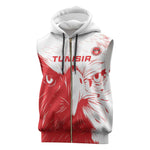 Custom Tunisia Football Sleeveless Zip Hoodie Go Champions - African Pride