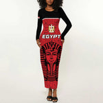 Egypt Football Custom Long Sleeve Bodycon Dress Ancient Egypt Style LT15
