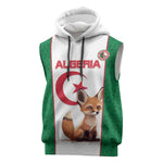 Custom Algeria Football Sleeveless Hoodie Fennec Foxes With Islamic Pattern - African Pride