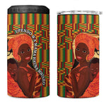 African Happy Mother's Day 4 in 1 Can Cooler Tumbler Black Mothers Kente Pattern