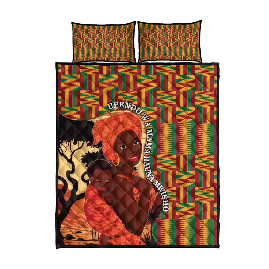 African Happy Mother's Day Quilt Bed Set Black Mothers Kente Pattern