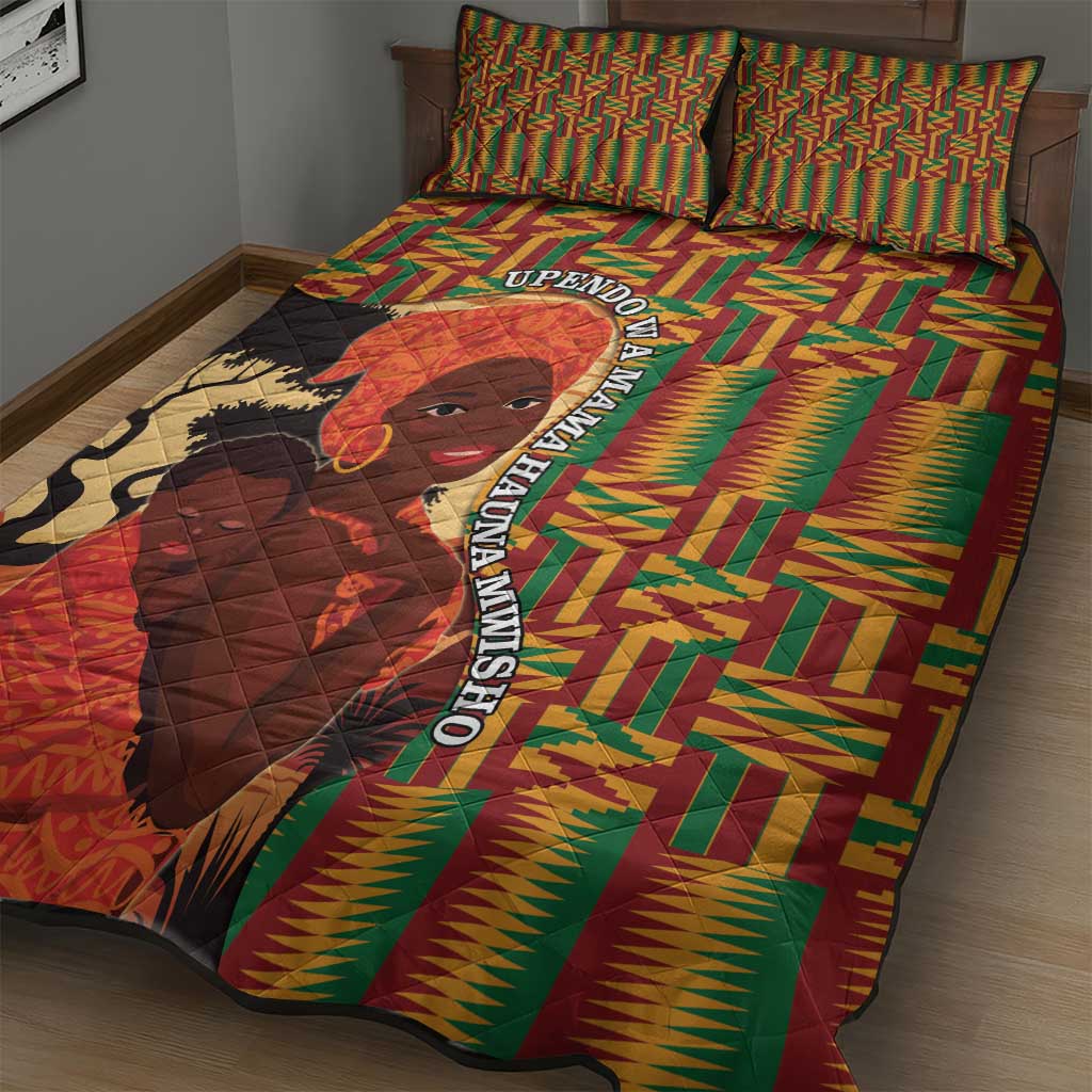 African Happy Mother's Day Quilt Bed Set Black Mothers Kente Pattern
