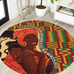 African Happy Mother's Day Round Carpet Black Mothers Kente Pattern