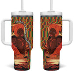 African Happy Mother's Day Tumbler With Handle Black Mothers Kente Pattern