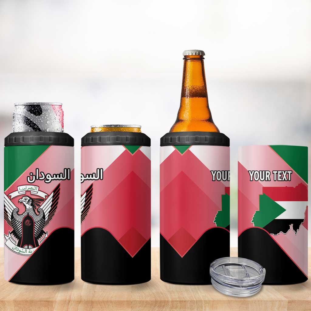 Personalized Sudan 4 in 1 Can Cooler Tumbler Coat Of Arms Flag Style