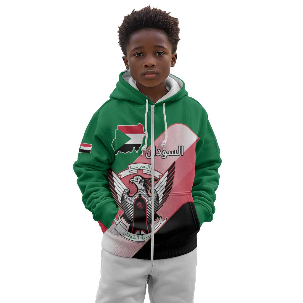 Personalized Sudan Kid Hoodie Coat Of Arms Flag Style
