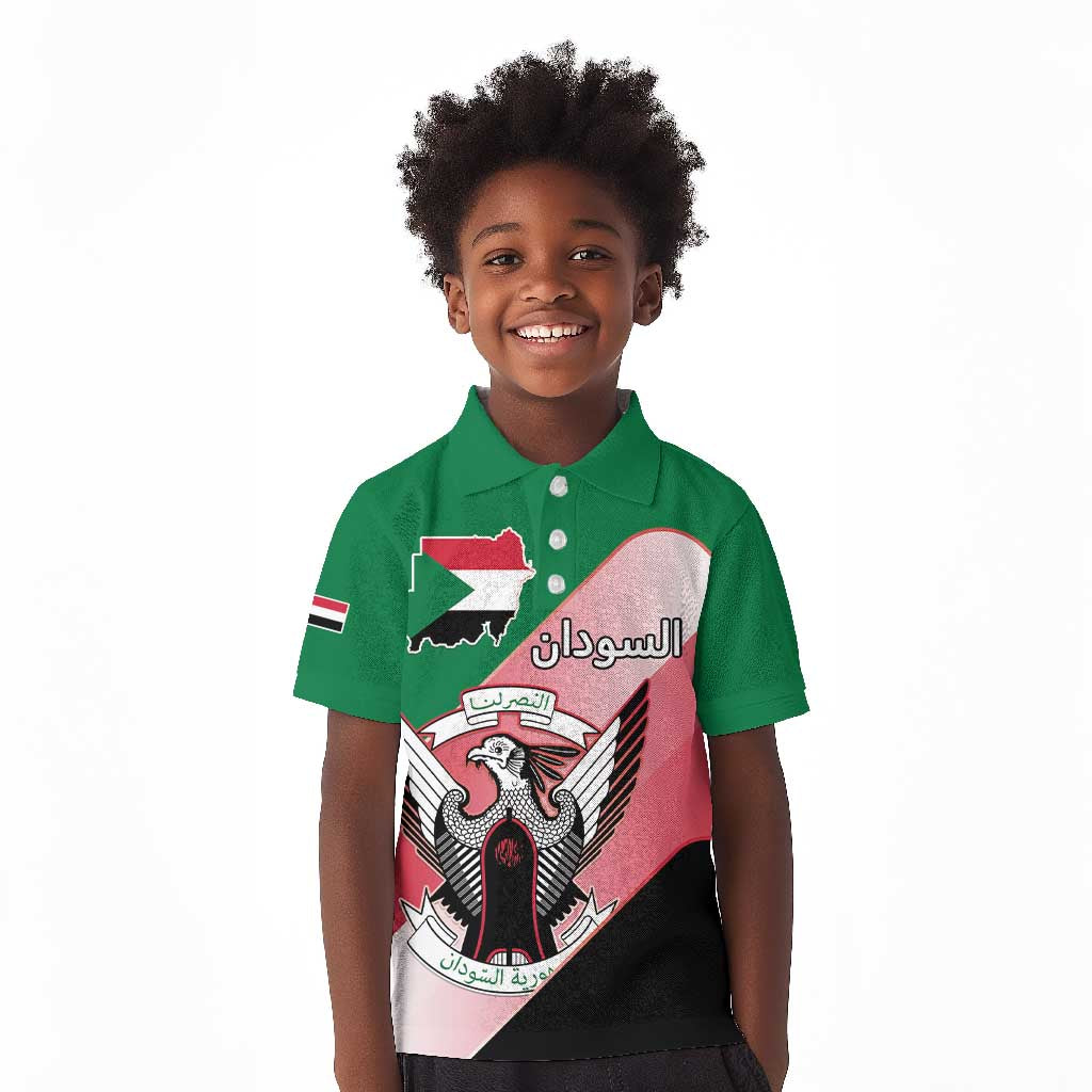 Personalized Sudan Kid Polo Shirt Coat Of Arms Flag Style
