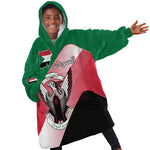 Personalized Sudan Kid Wearable Blanket Hoodie Coat Of Arms Flag Style