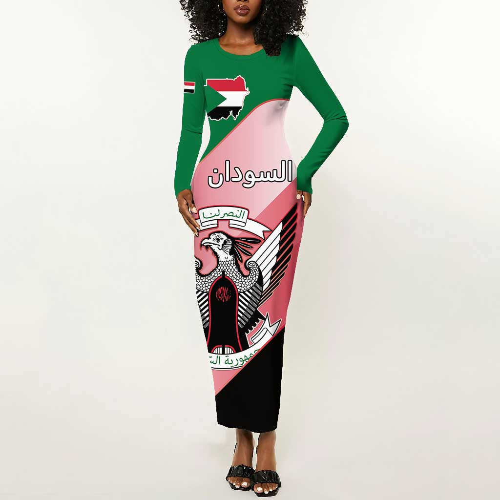 Personalized Sudan Long Sleeve Bodycon Dress Coat Of Arms Flag Style LT15