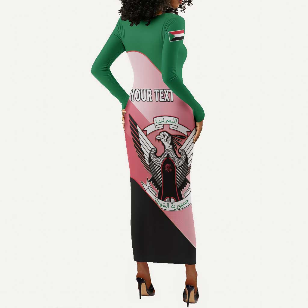 Personalized Sudan Long Sleeve Bodycon Dress Coat Of Arms Flag Style LT15