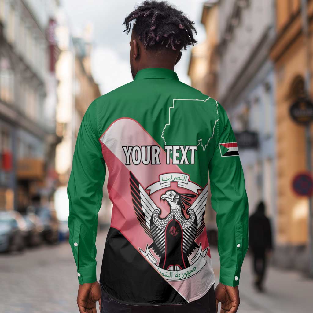 Personalized Sudan Long Sleeve Button Shirt Coat Of Arms Flag Style