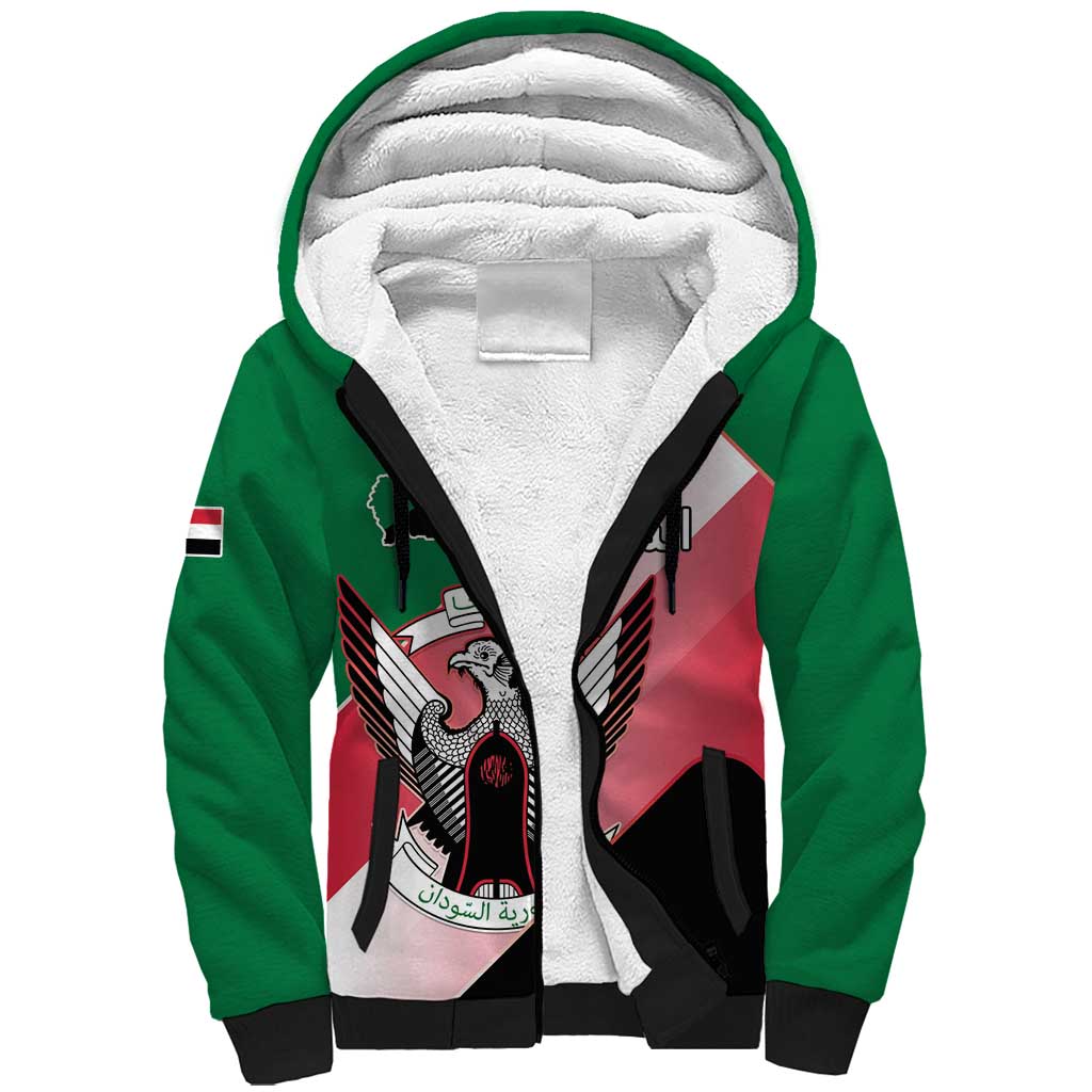 Personalized Sudan Sherpa Hoodie Coat Of Arms Flag Style