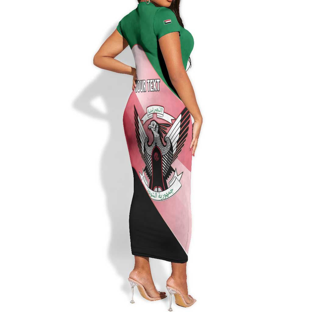Personalized Sudan Short Sleeve Bodycon Dress Coat Of Arms Flag Style LT15