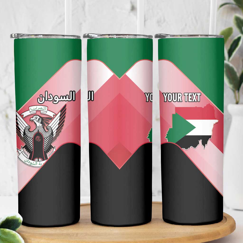 Personalized Sudan Skinny Tumbler Coat Of Arms Flag Style