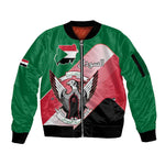 Personalized Sudan Sleeve Zip Bomber Jacket Coat Of Arms Flag Style