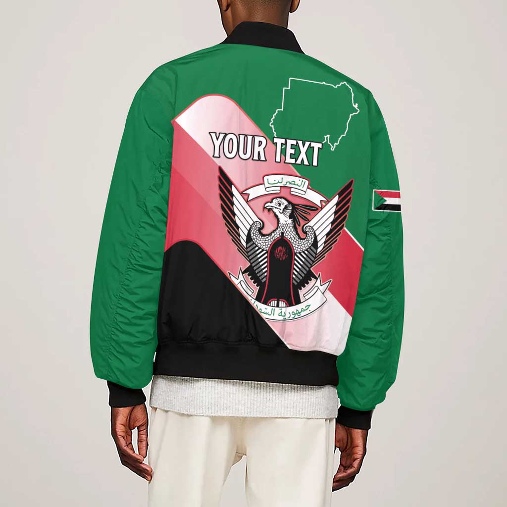 Personalized Sudan Sleeve Zip Bomber Jacket Coat Of Arms Flag Style