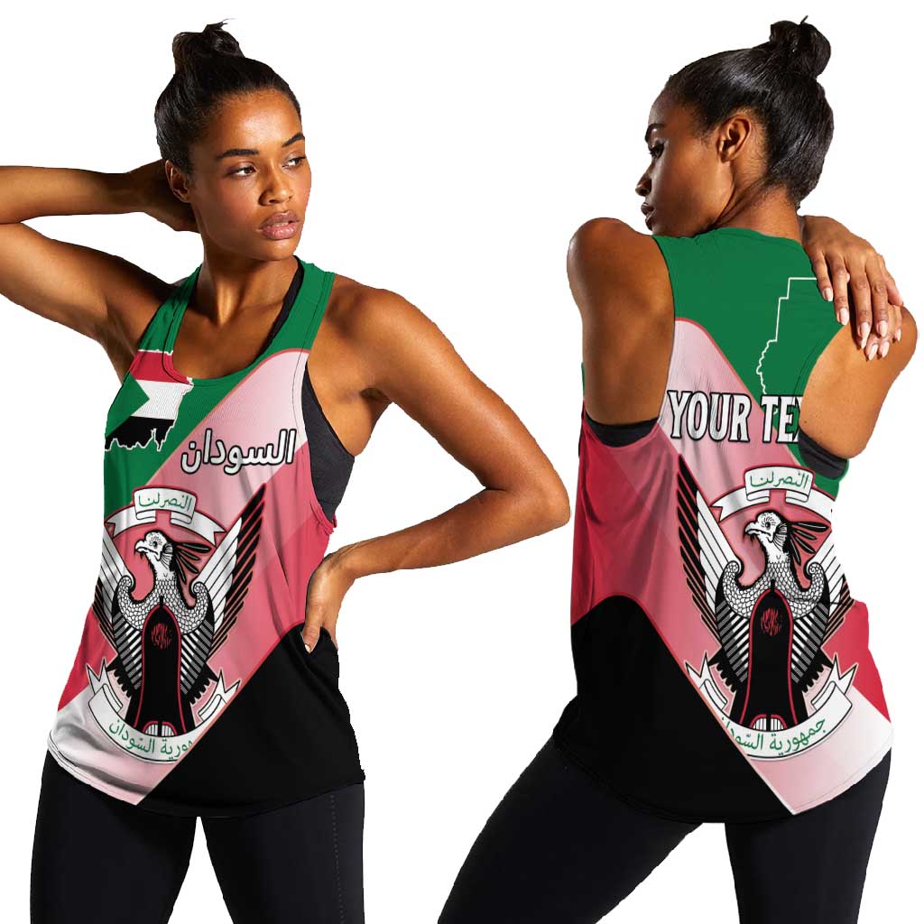 Personalized Sudan Women Racerback Tank Coat Of Arms Flag Style