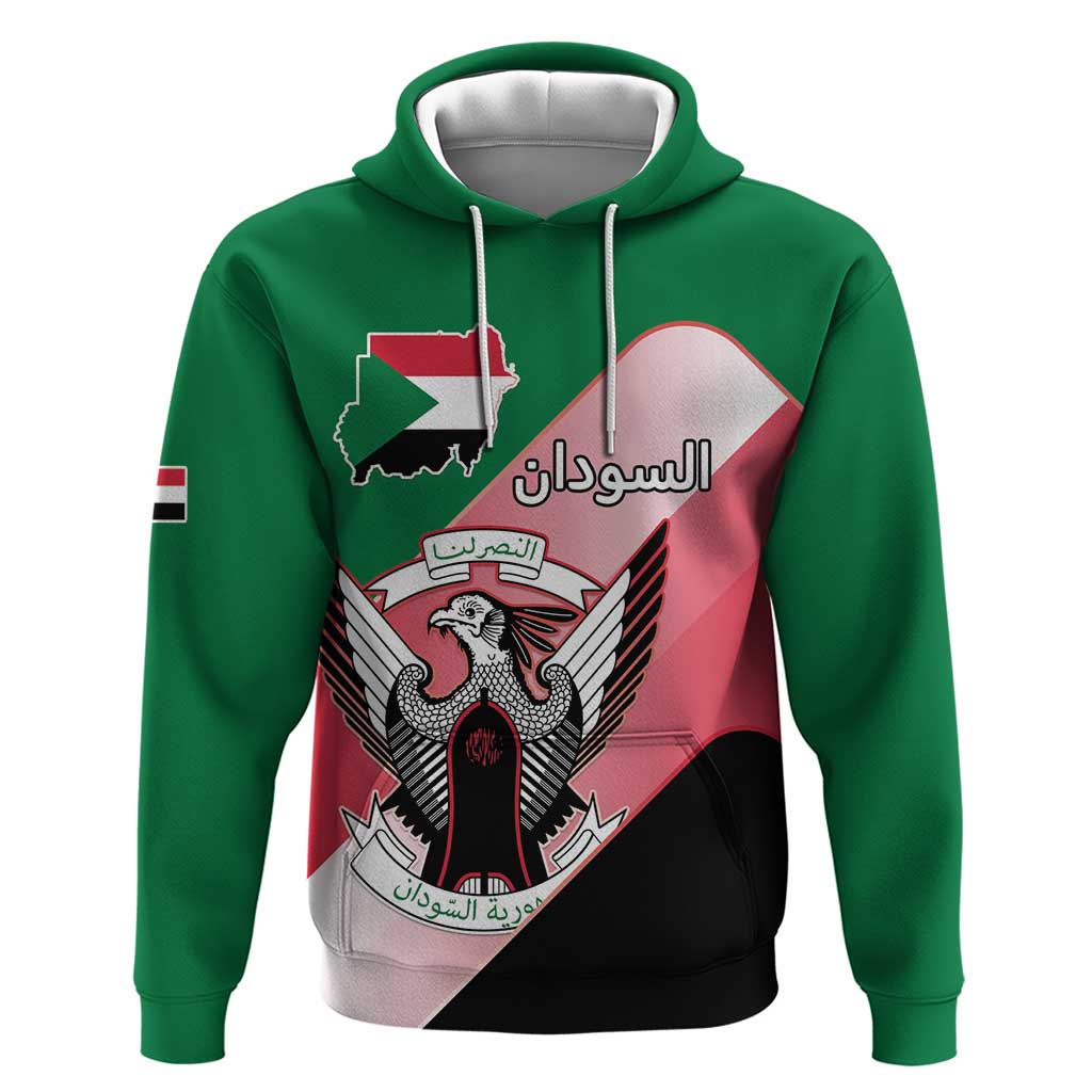 Personalized Sudan Zip Hoodie Coat Of Arms Flag Style