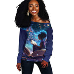 Black Girls Book Lovers Off Shoulder Sweater So Many Books - So Little Time