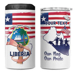 Personalised Liberia Flag Day 4 in 1 Can Cooler Tumbler Coat Of Arms With Map