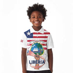 Personalised Liberia Flag Day Kid Polo Shirt Coat Of Arms With Map