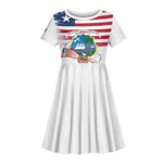Personalised Liberia Flag Day Kid Short Sleeve Dress Coat Of Arms With Map