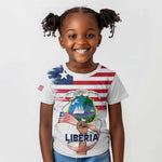Personalised Liberia Flag Day Kid T shirt Coat Of Arms With Map