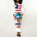 Personalised Liberia Flag Day Long Sleeve Bodycon Dress Coat Of Arms With Map