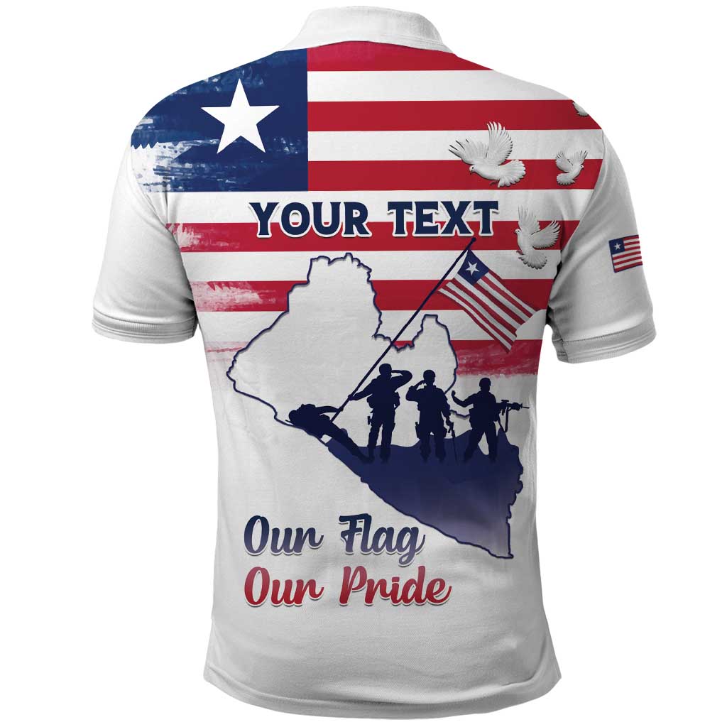 Personalised Liberia Flag Day Polo Shirt Coat Of Arms With Map