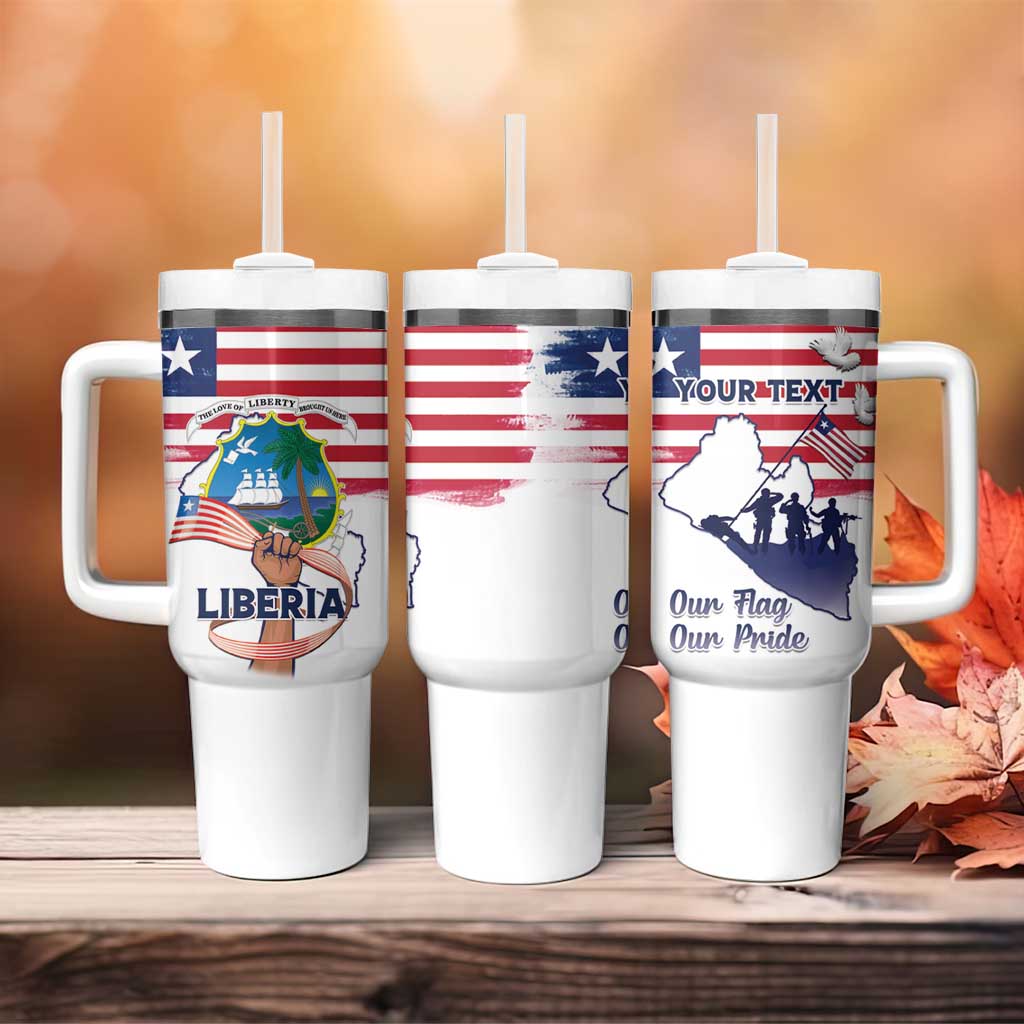 Personalised Liberia Flag Day Tumbler With Handle Coat Of Arms With Map