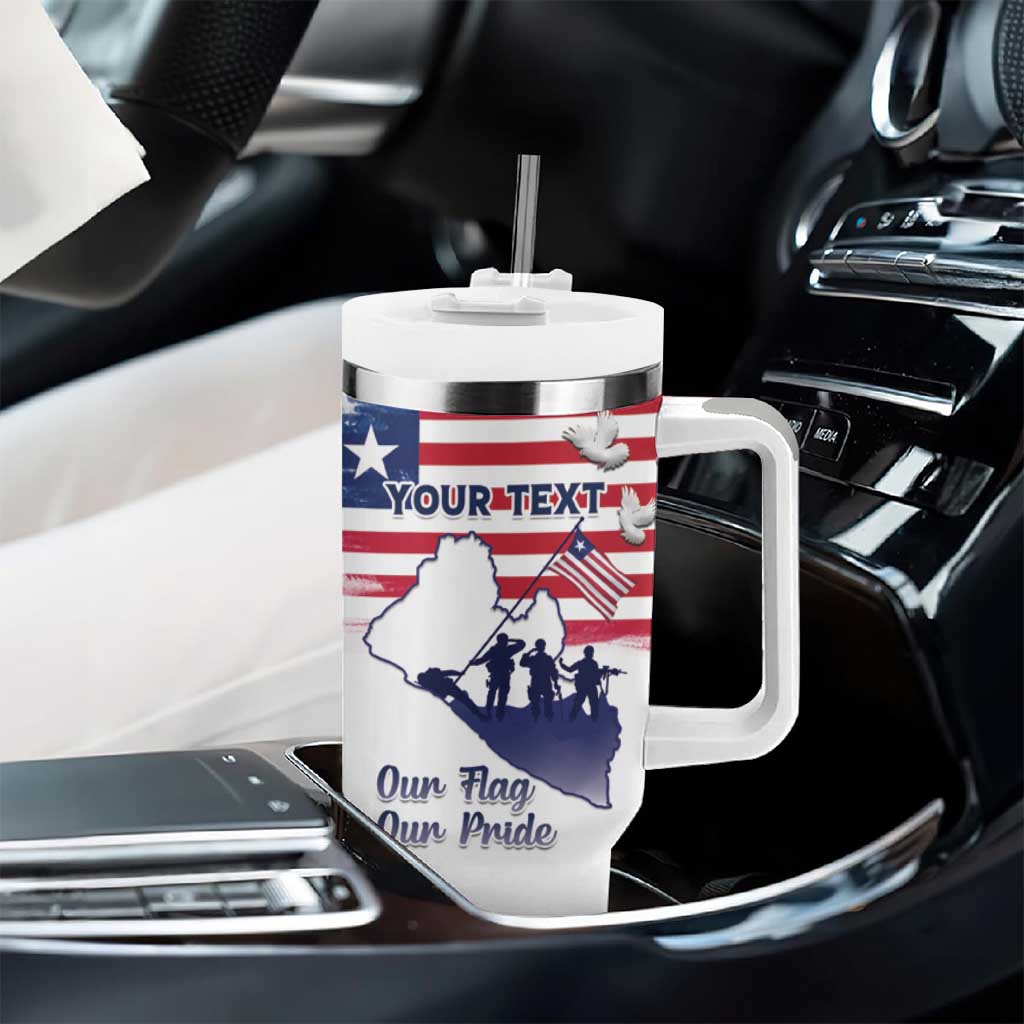 Personalised Liberia Flag Day Tumbler With Handle Coat Of Arms With Map