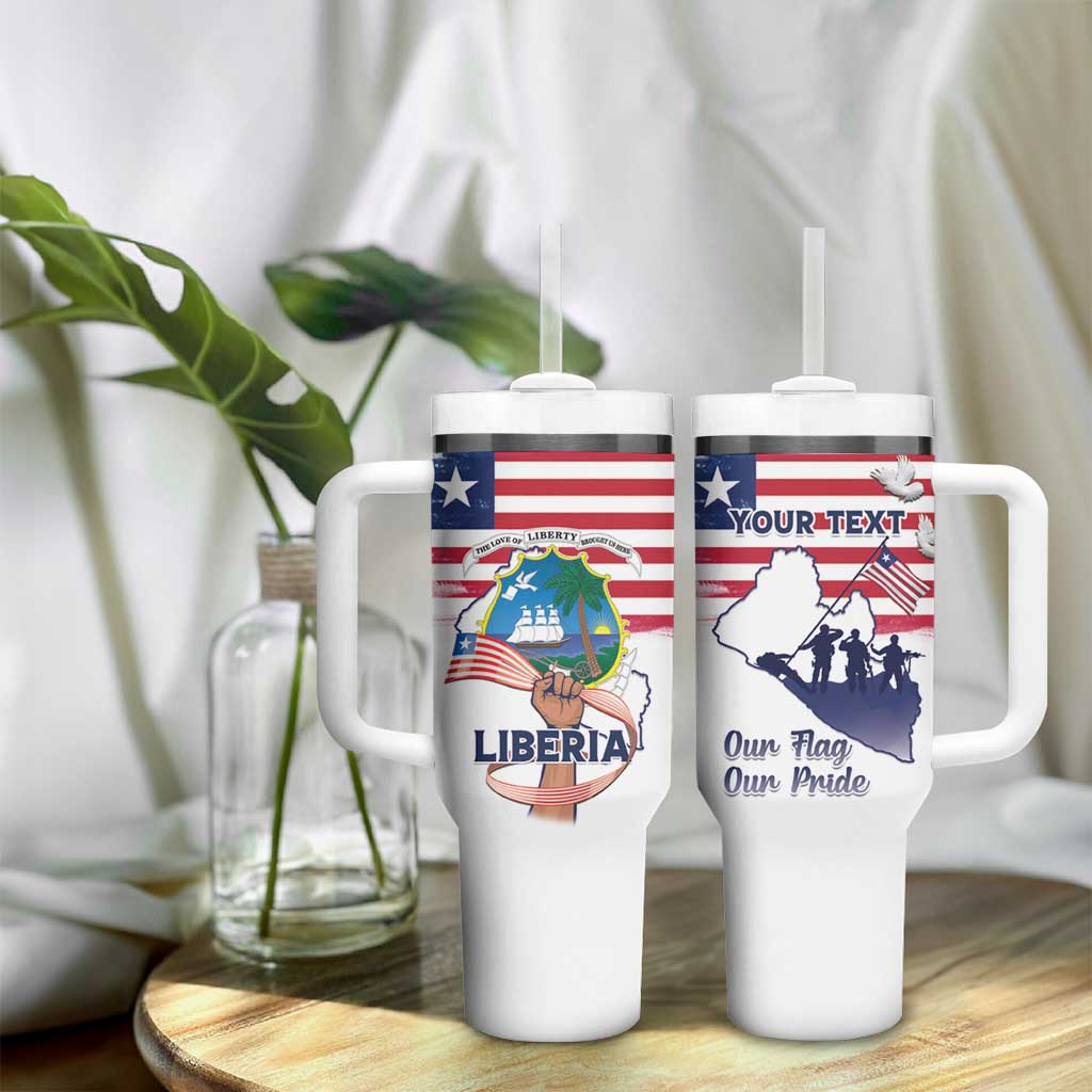 Personalised Liberia Flag Day Tumbler With Handle Coat Of Arms With Map