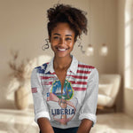 Personalised Liberia Flag Day Women Casual Shirt Coat Of Arms With Map
