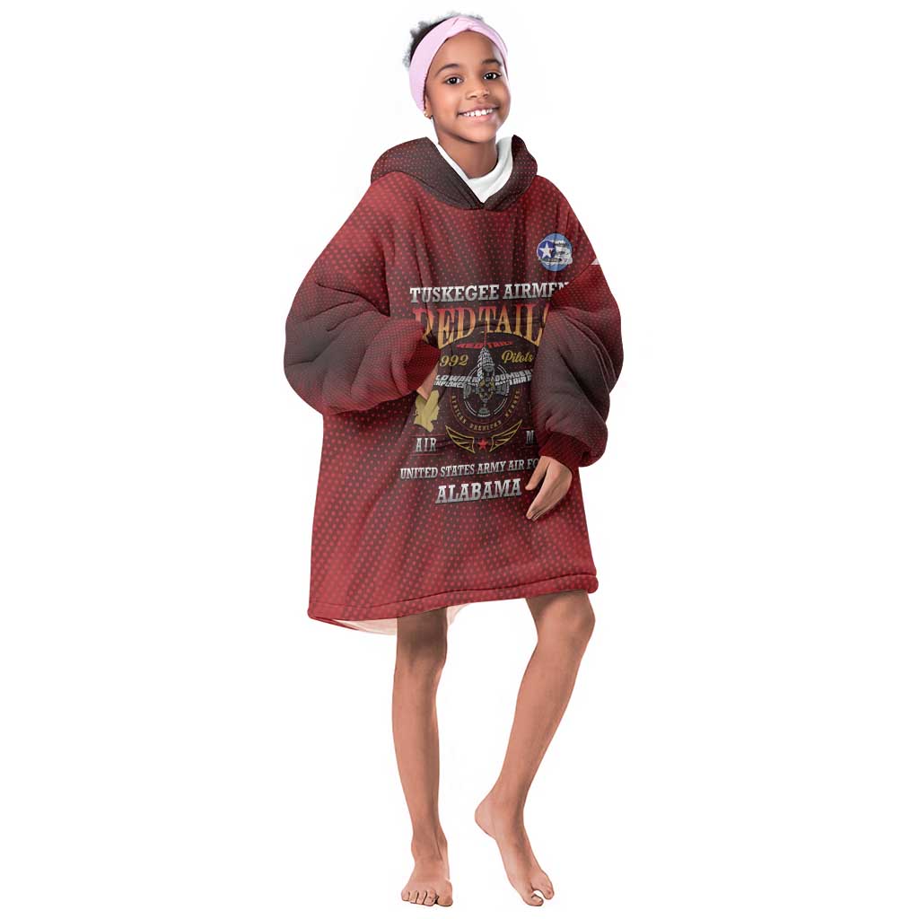 Personalized Tuskegee Red Tails Airmen Kid Wearable Blanket Hoodie WWII Legacy Tribute - African Pride