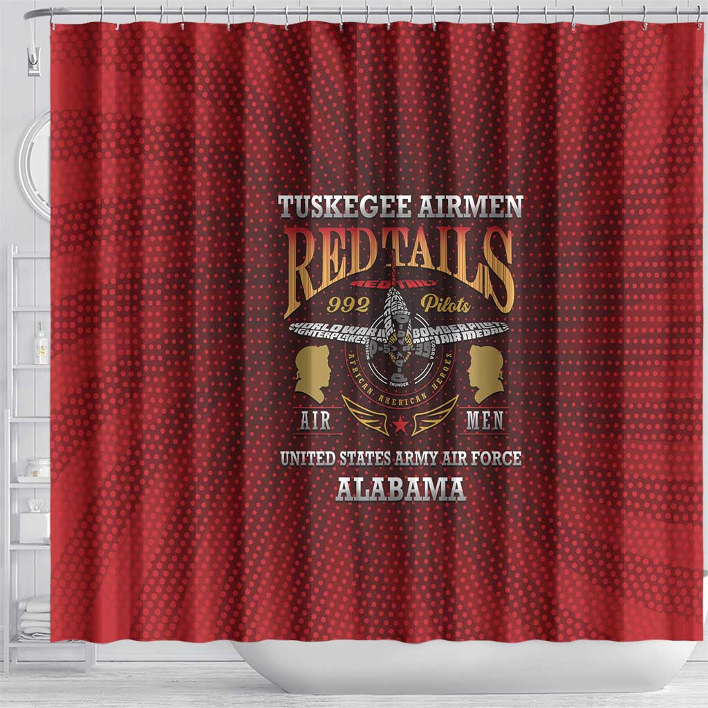 Tuskegee Red Tails Airmen Shower Curtain WWII Legacy Tribute - African Pride