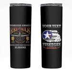 Personalized Red Tails Legacy Skinny Tumbler WWII Legacy Tribute - Black Color - African Pride