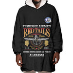 Personalized Red Tails Legacy Wearable Blanket Hoodie WWII Legacy Tribute - Black Color - African Pride