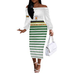 Zimbabwe Rugby Sevens Custom Off The Shoulder Long Sleeve Dress Go Cheetahs - African Pride