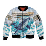 Personalized South Africa Whale Hermanus Fest Sleeve Zip Bomber Jacket - African Pride