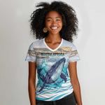 Personalized South Africa Whale Hermanus Fest Women V-Neck T-Shirt - African Pride